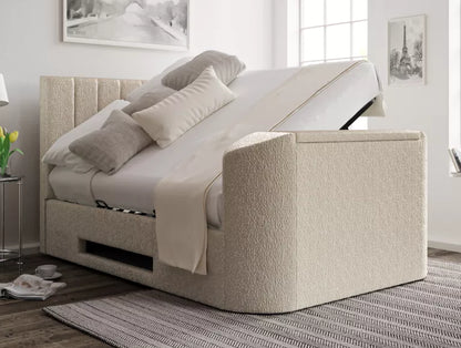 Berkley Upholstered Boucle Ivory Ottoman TV Bed – view 3