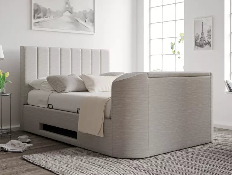 Berkley Upholstered Linea Fog Ottoman TV Bed – view 4