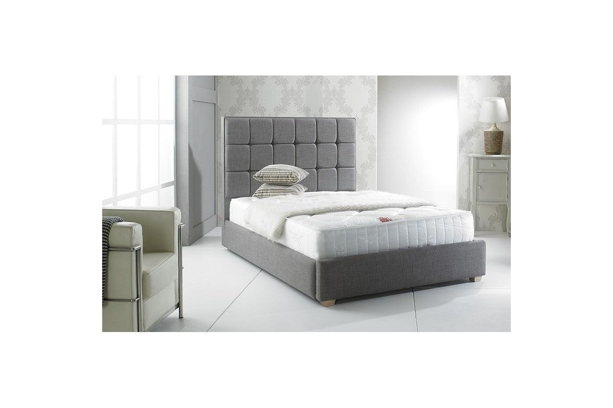Grey Linen Look Bed Frame Upholstered Sleigh Bed Frame