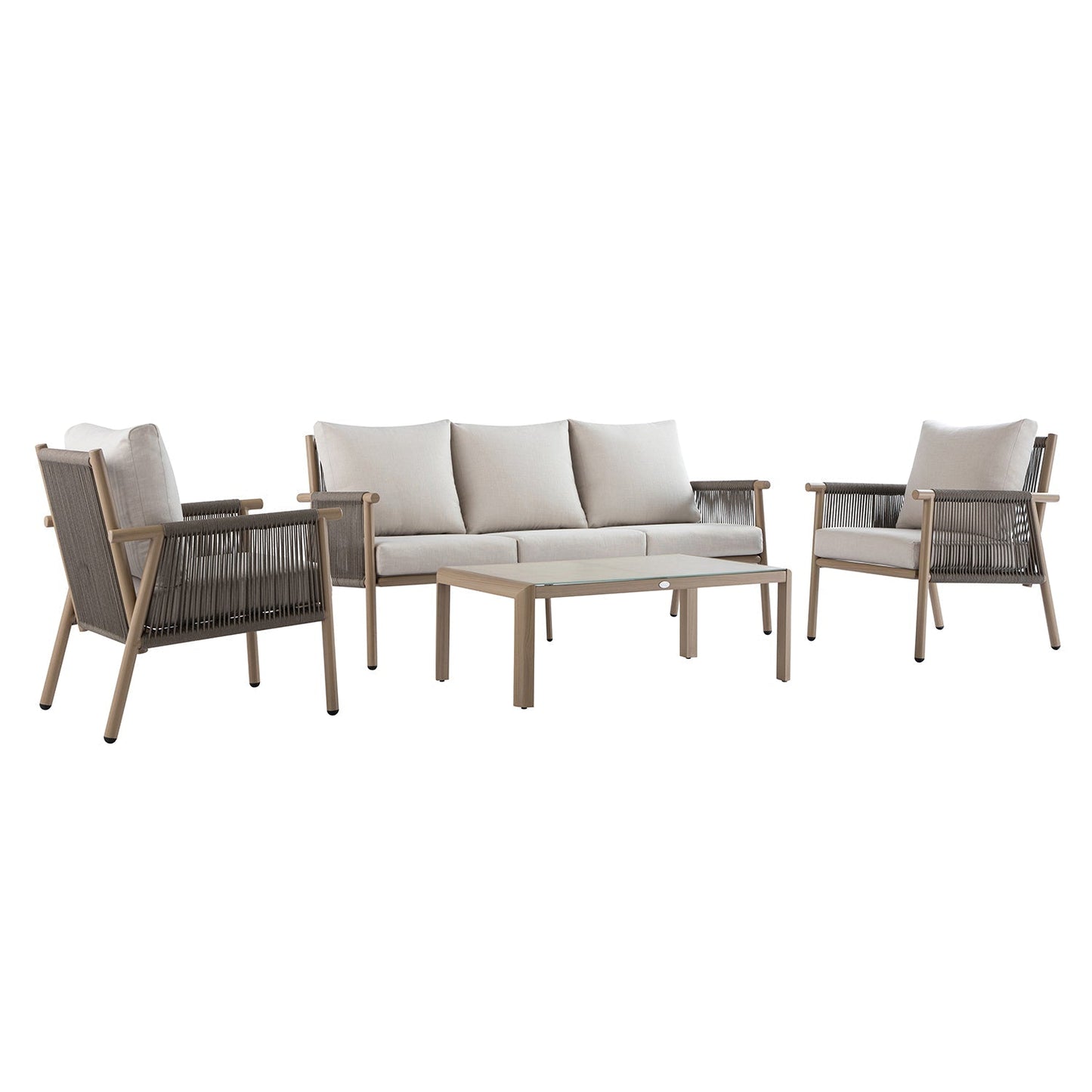 Soller Indoor and Outdoor Rope Weave 5-Seater Sofa Set