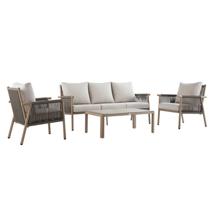 Soller Indoor and Outdoor Rope Weave 5-Seater Sofa Set