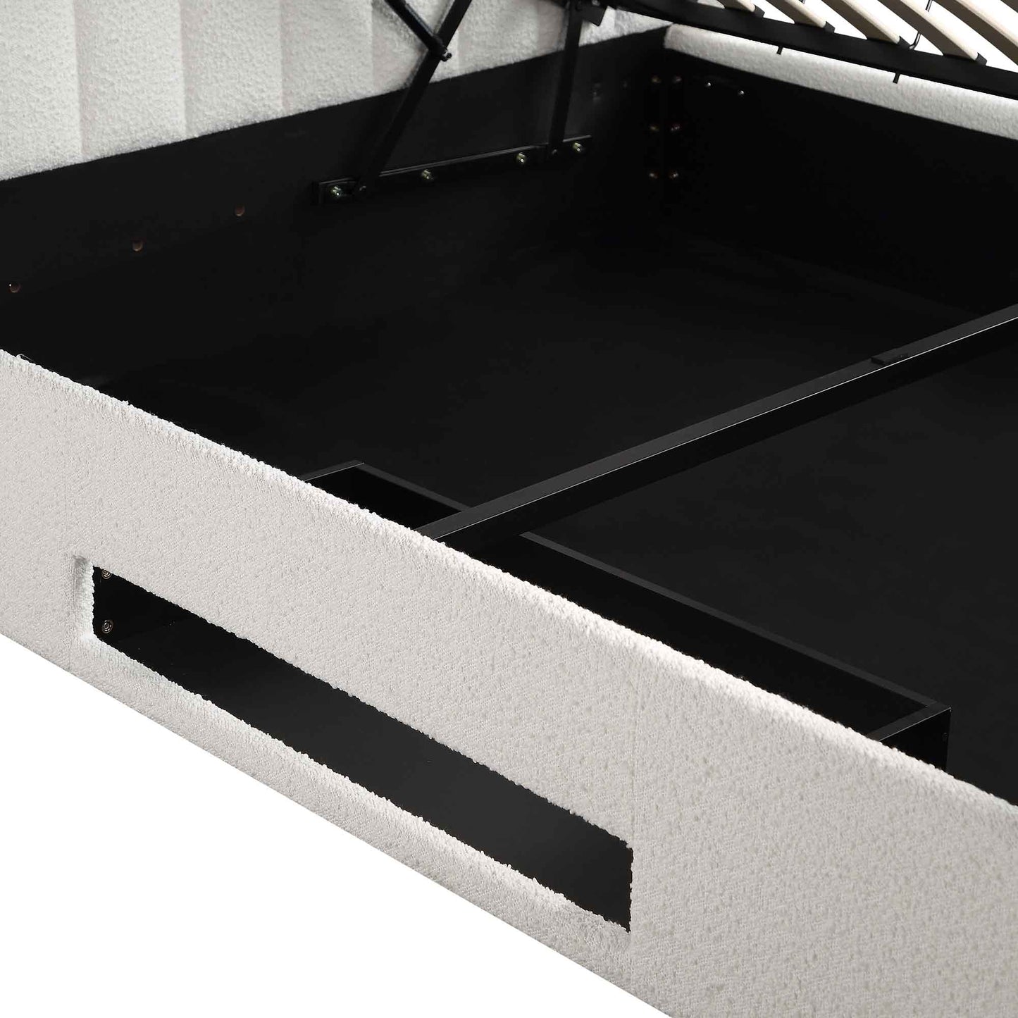 Wilton White Boucle TV Bed with Ottoman Storage