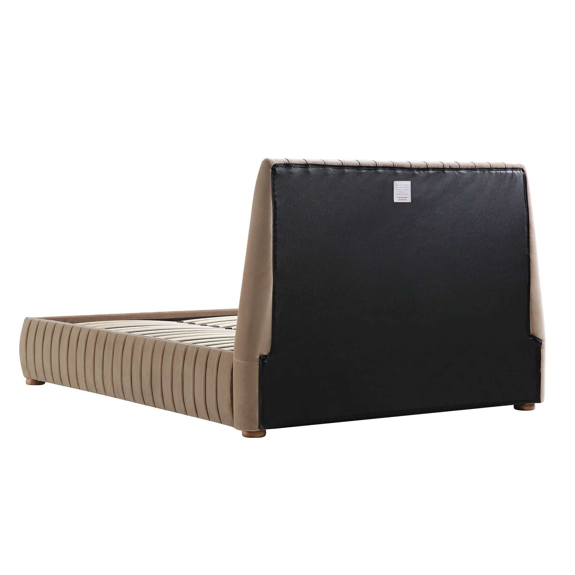 Helia Pleated Ottoman Bed with Storage, Taupe Velvet