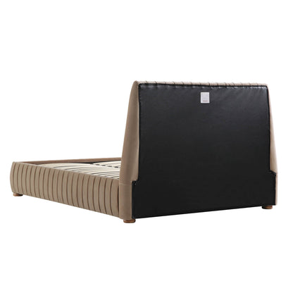 Helia Pleated Ottoman Bed with Storage, Taupe Velvet