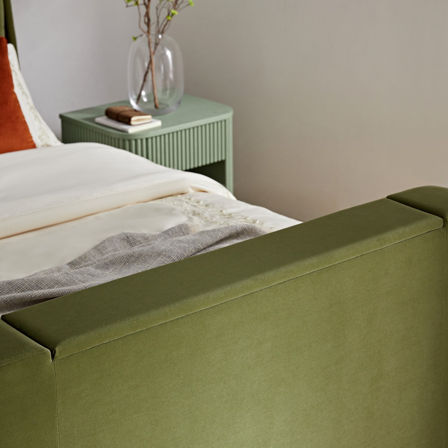 Hadley Moss Green Velvet TV Bed with Ottoman Storage