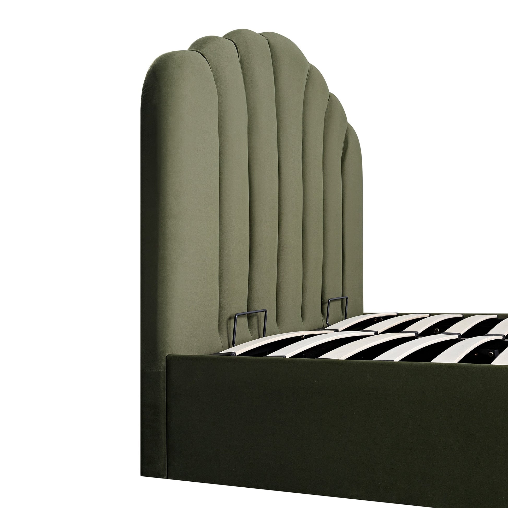 Hana Ottoman Bed with Storage, Moss Green Velvet