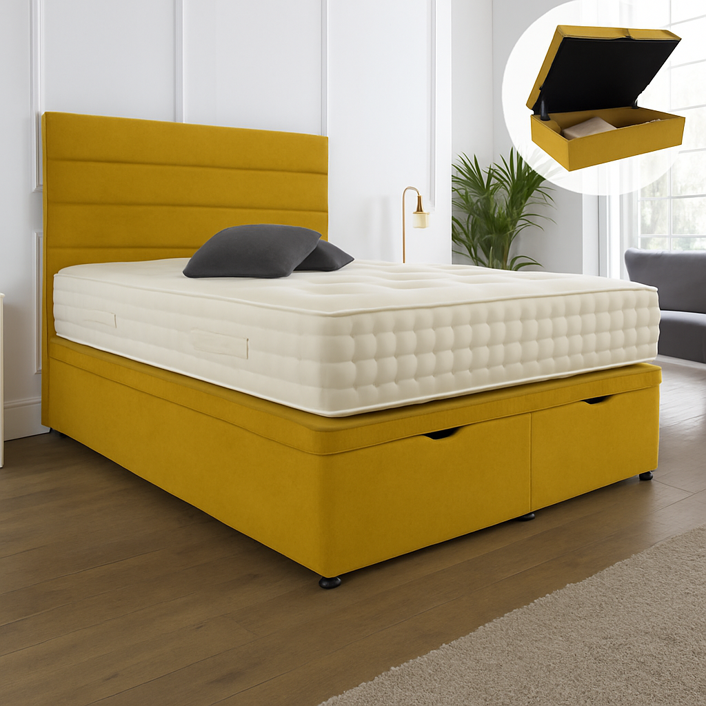Islington Ottoman End Lift Storage Divan Bed - With Headboard