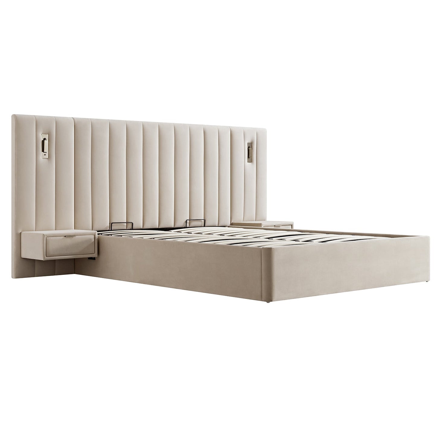 Tremezzo Oversized Ottoman Bed with Storage, Champagne Velvet