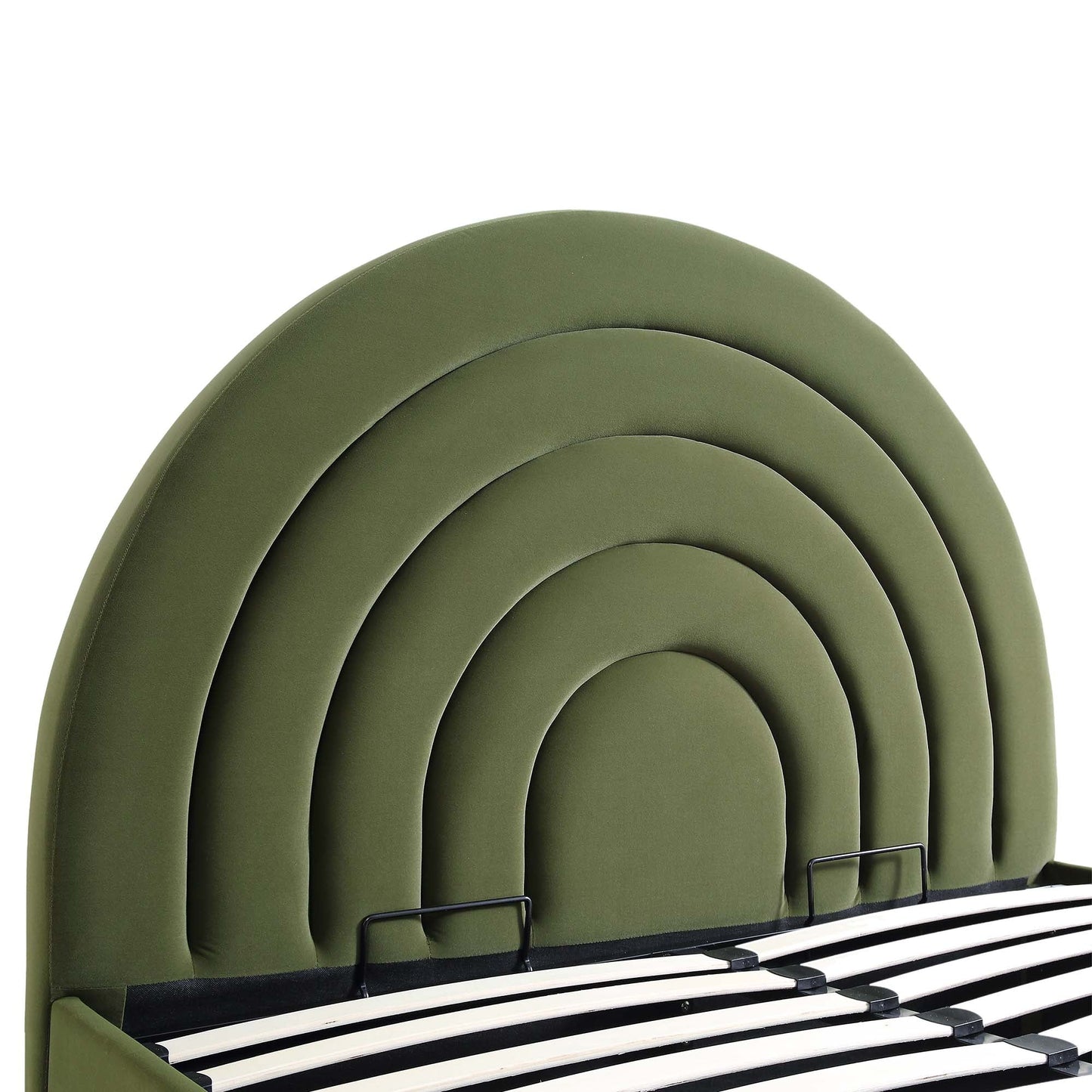 Archer Moss Green Velvet Ottoman Bed with Storage