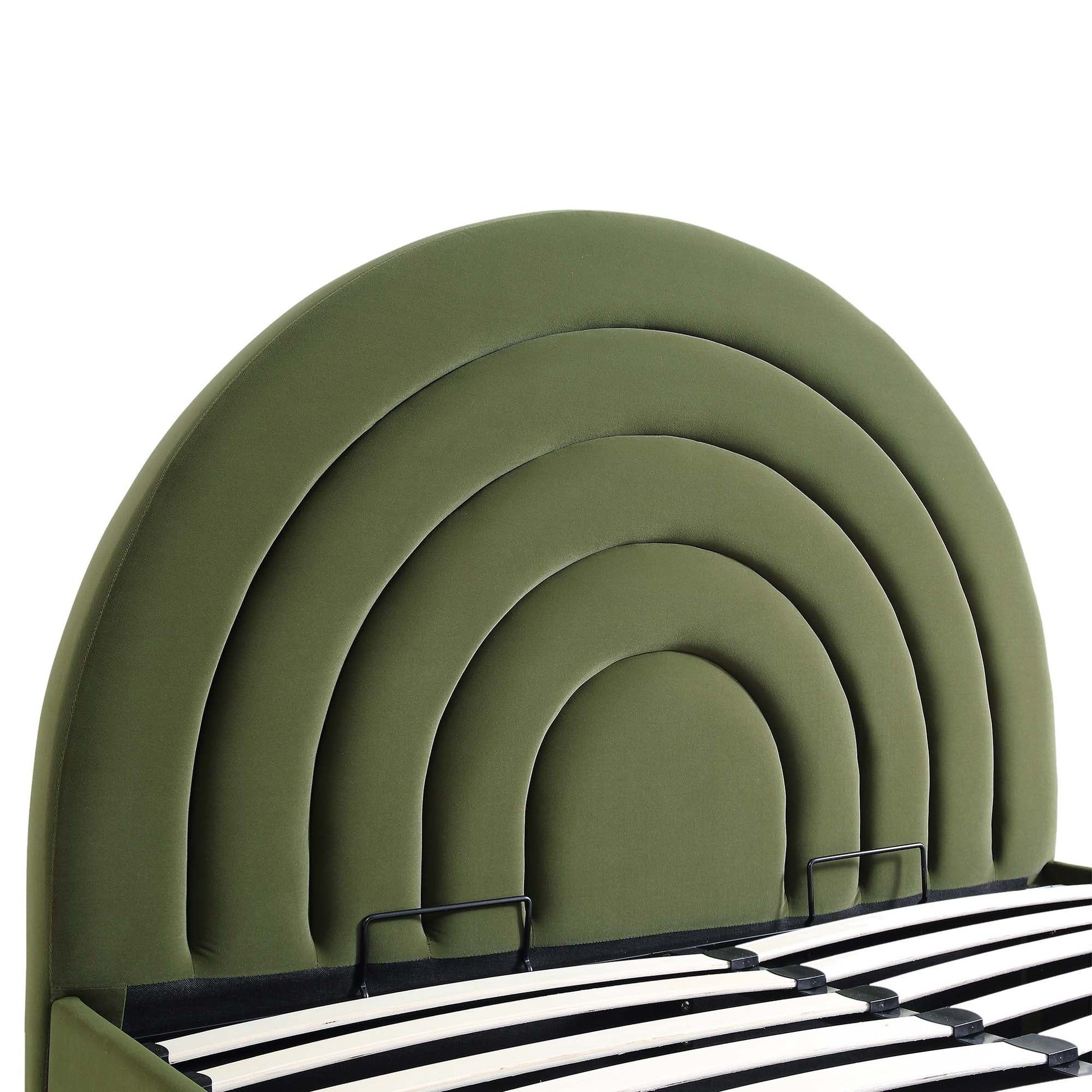 Archer Moss Green Velvet Ottoman Bed with Storage
