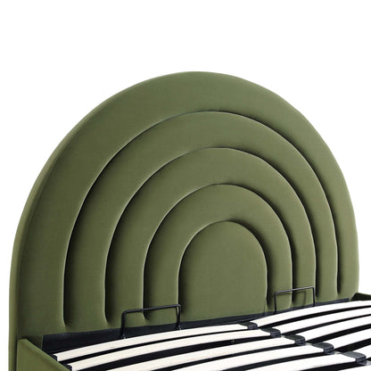 Archer Moss Green Velvet Ottoman Bed with Storage