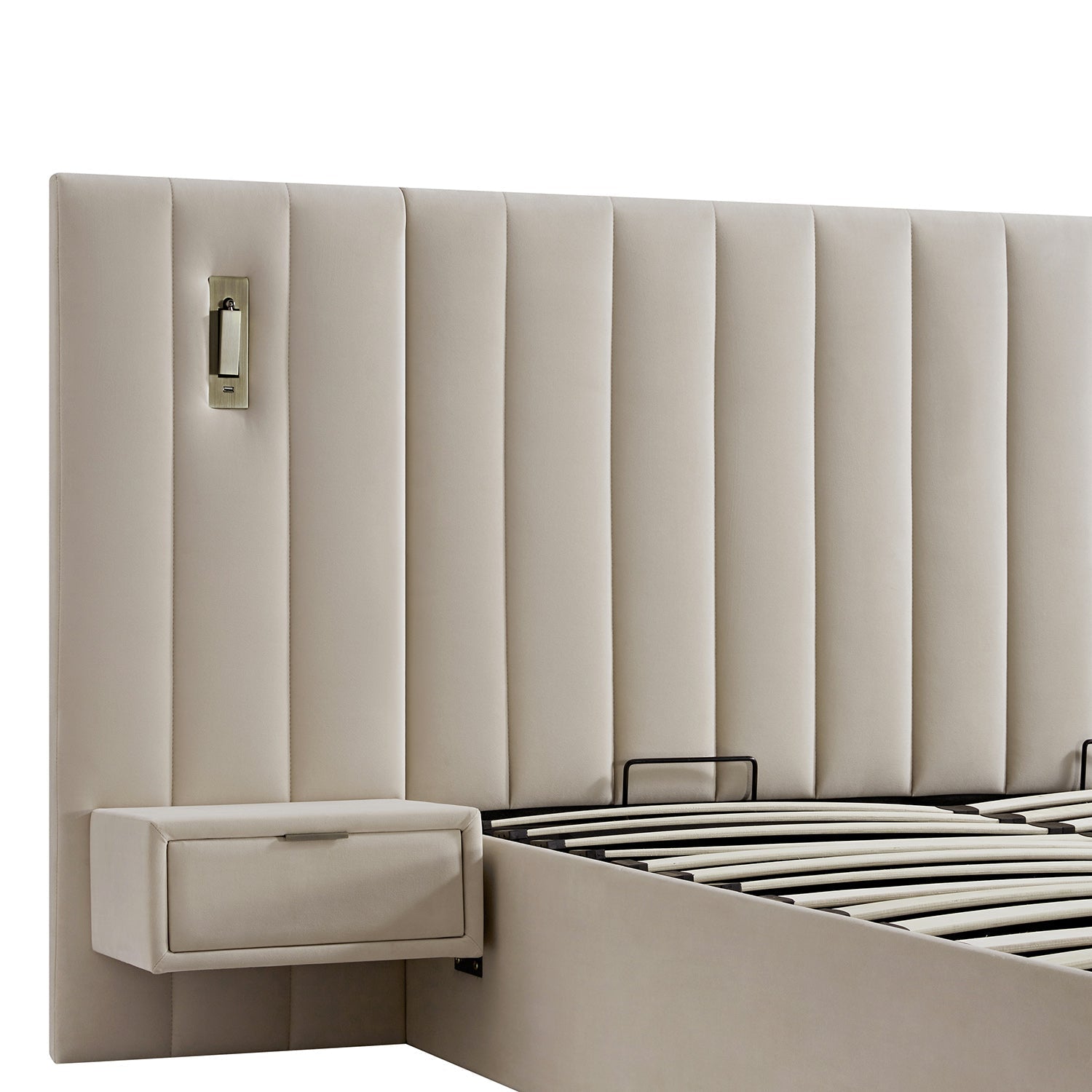 Tremezzo Oversized Ottoman Bed with Storage, Champagne Velvet