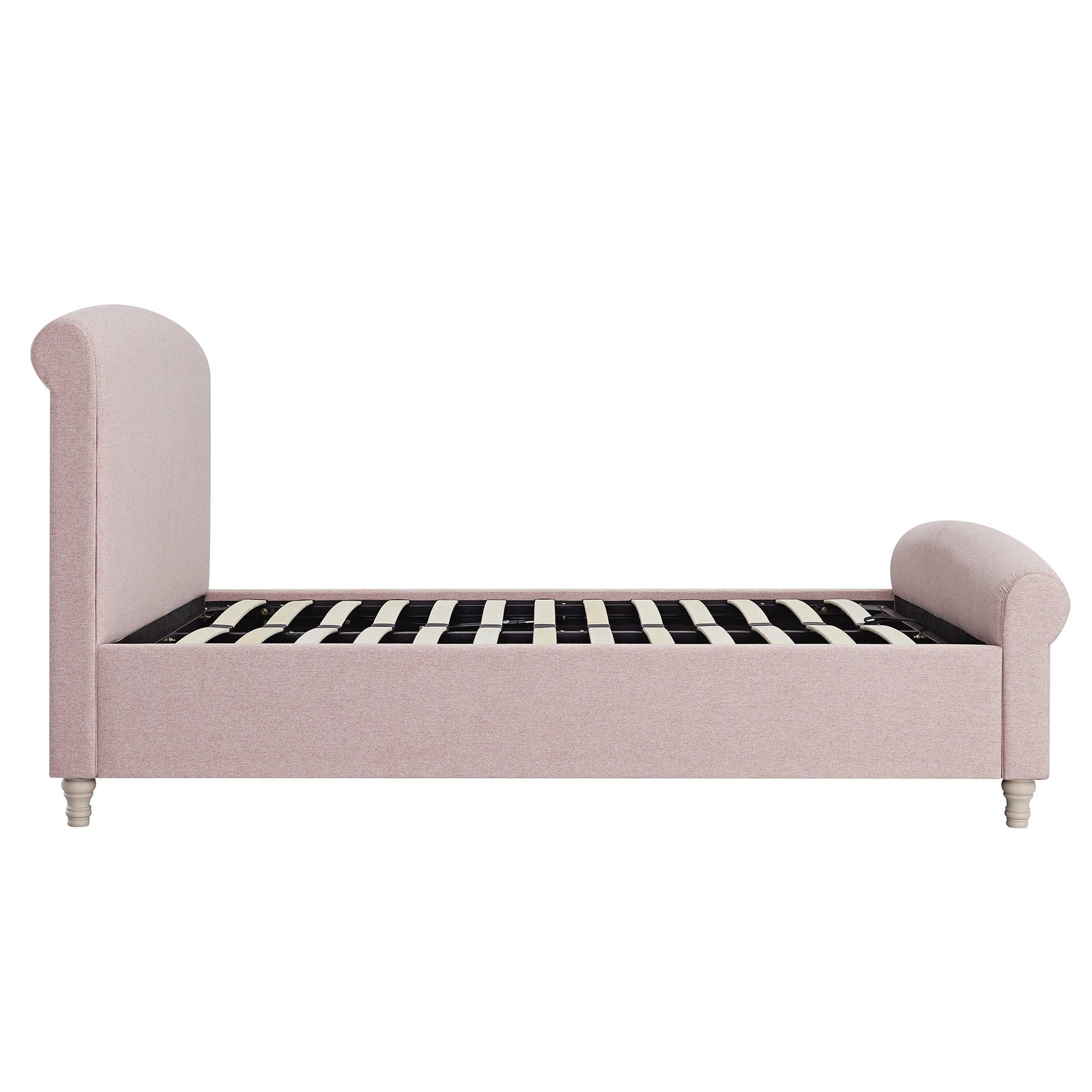 Porchester Ottoman Bed with Storage, Sleigh, Rosewater Pink Fabric