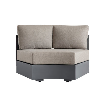 Jardin Aluminium Outdoor Modular 1-Piece Curved Sofa, Granite