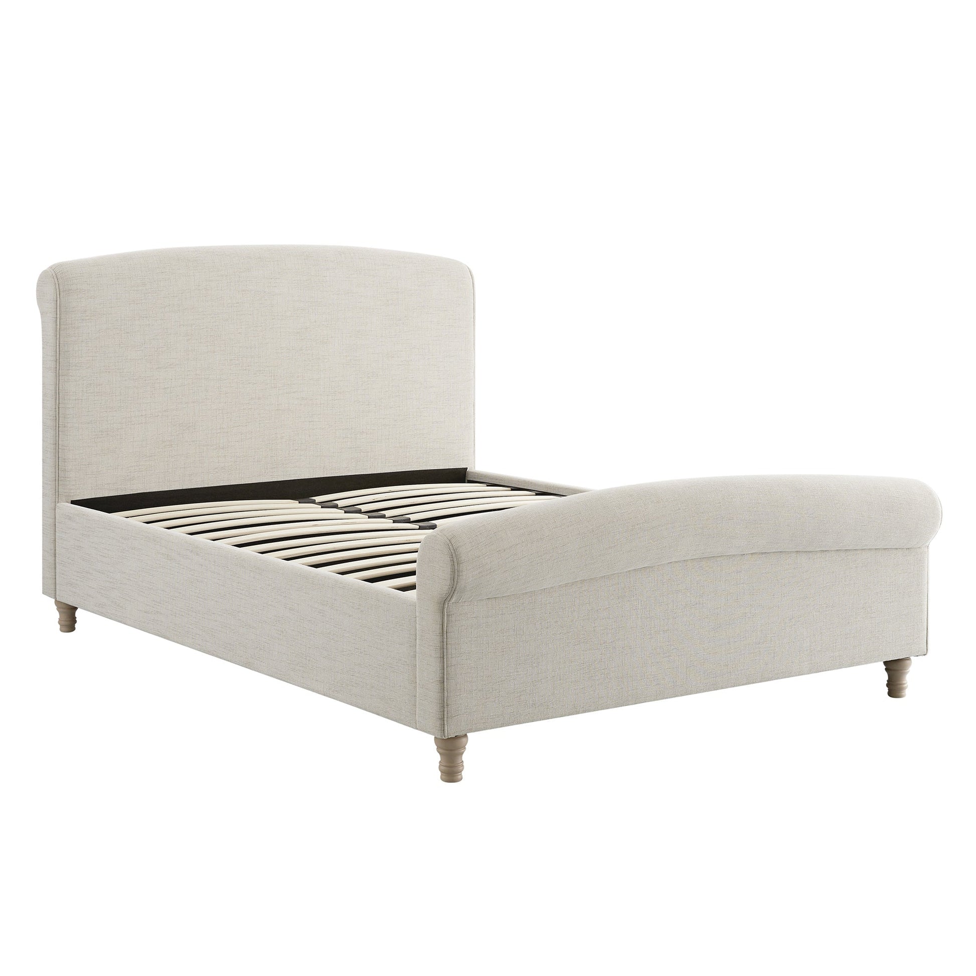 Porchester Ottoman Bed with Storage, Sleigh, Oatmeal Woven Textured Fabric