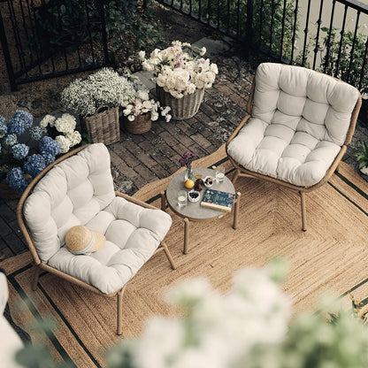 Marlowe 2-Seater Wicker and Aluminium Frame Bistro Set, Natural