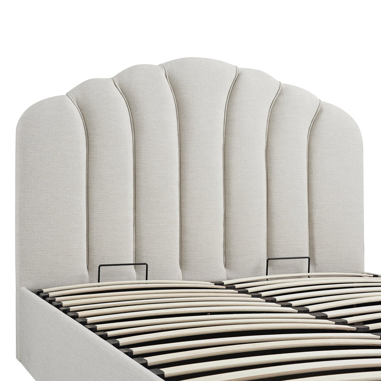Hana Ottoman Bed with Storage, Ivory Weave Fabric