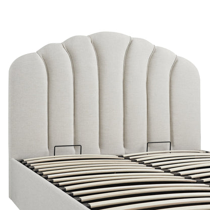 Hana Ottoman Bed with Storage, Ivory Weave Fabric