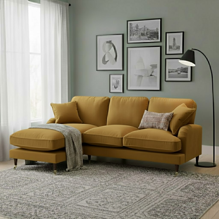LX Velvet Left-Hand Facing Corner Sofa