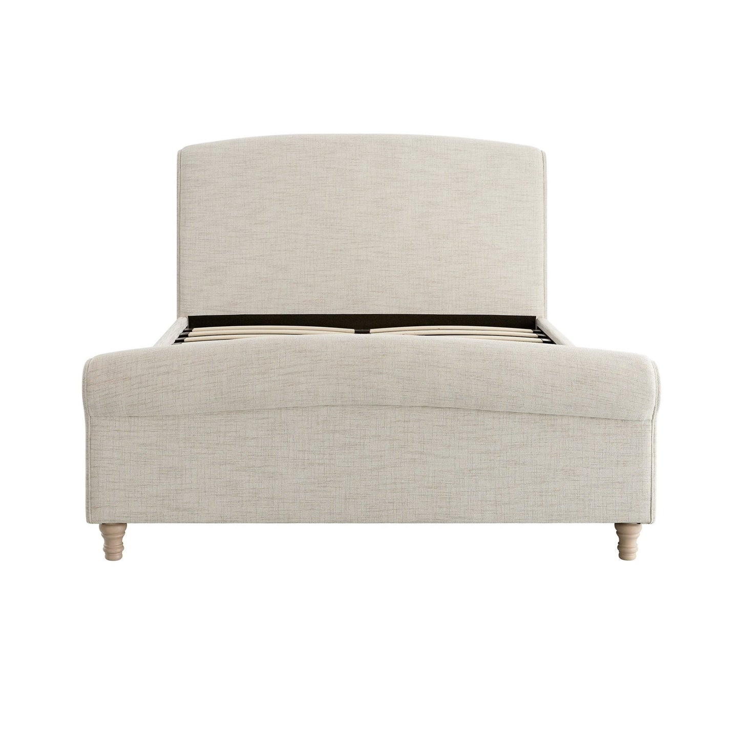 Porchester Ottoman Bed with Storage, Sleigh, Oatmeal Woven Textured Fabric