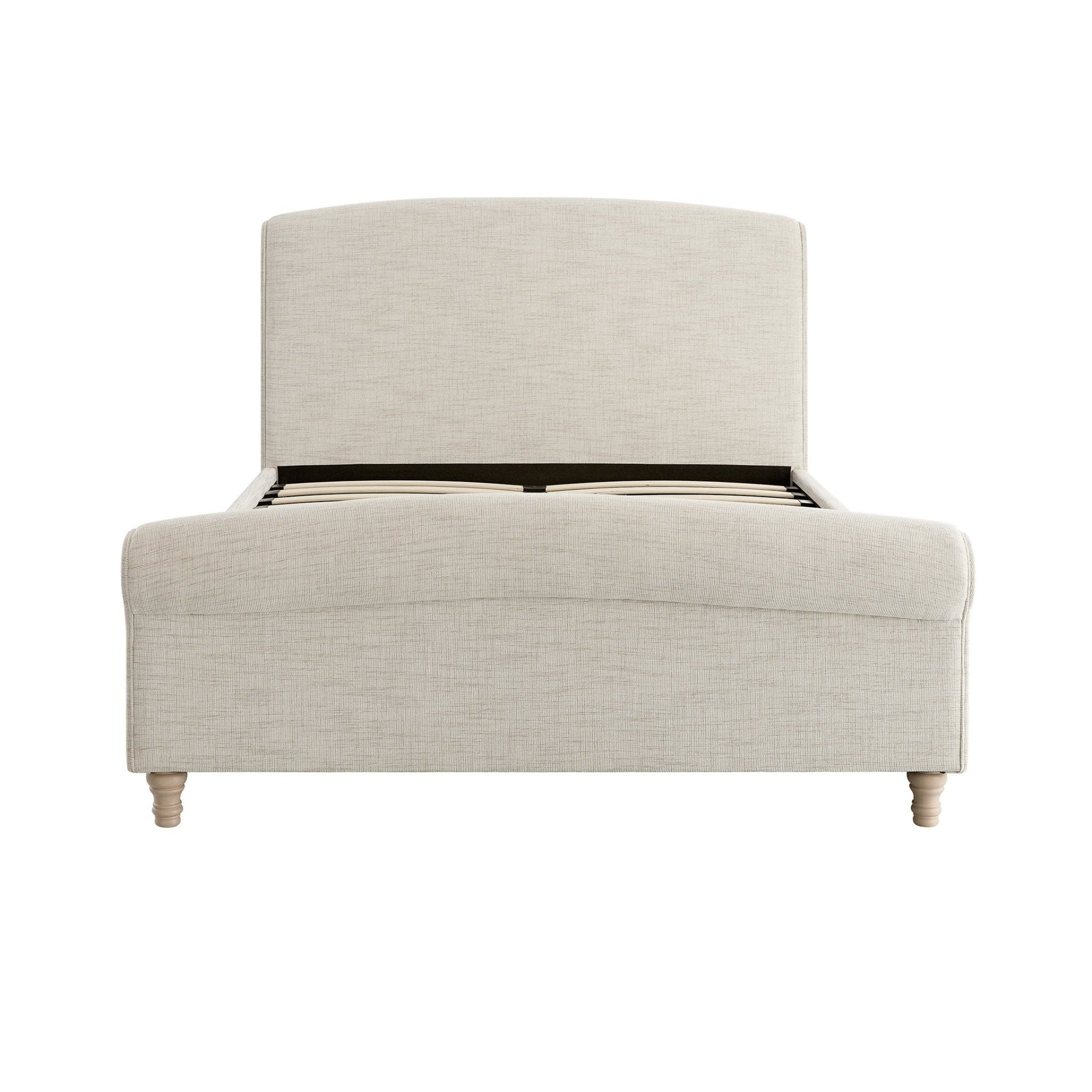 Porchester Ottoman Bed with Storage, Sleigh, Oatmeal Woven Textured Fabric