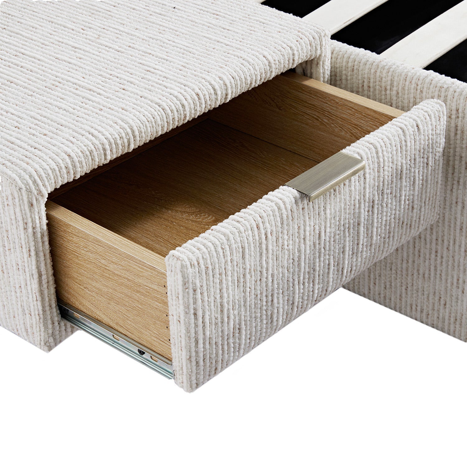 Tremezzo Oversized Ottoman Bed with Storage, Beige Textured Fabric