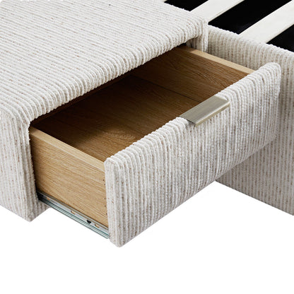 Tremezzo Oversized Ottoman Bed with Storage, Beige Textured Fabric