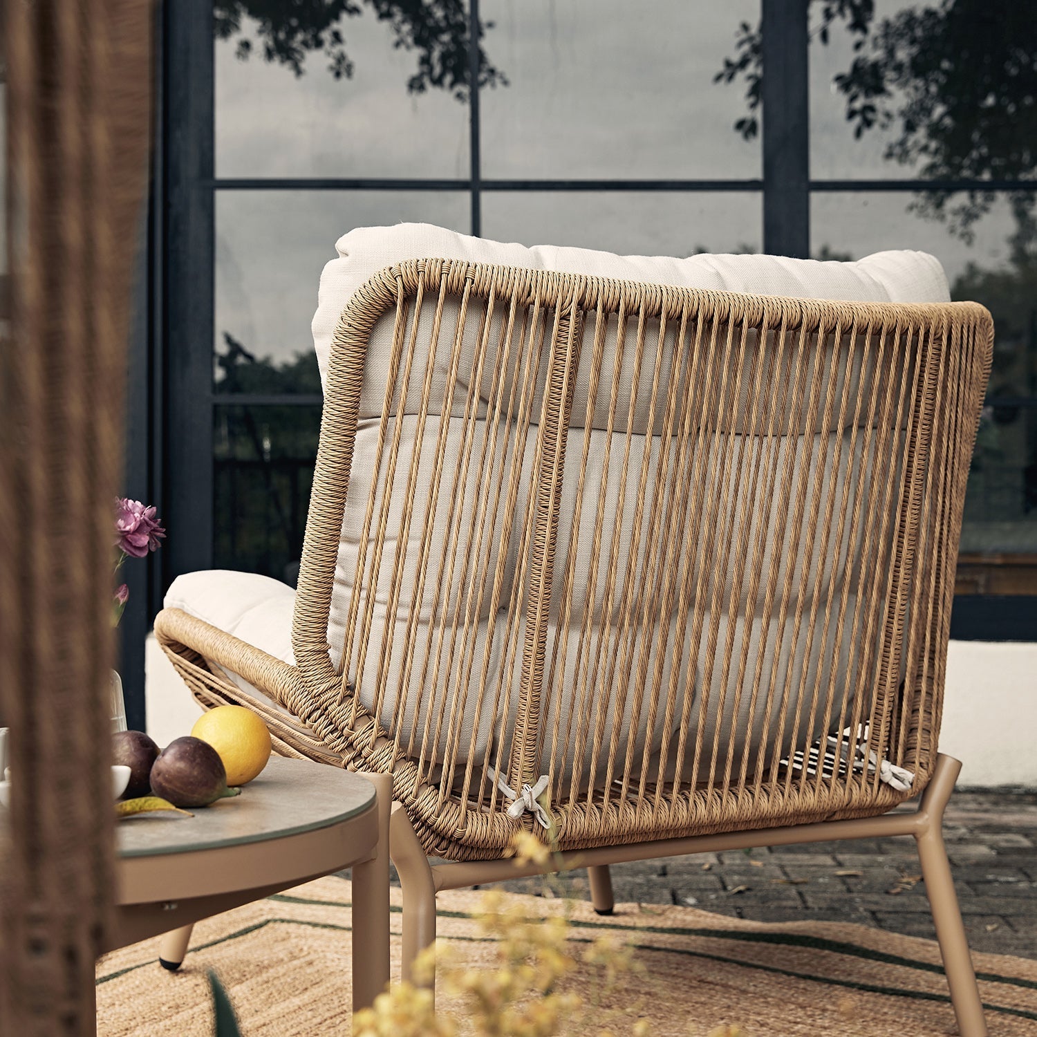 Marlowe 2-Seater Wicker and Aluminium Frame Bistro Set, Natural