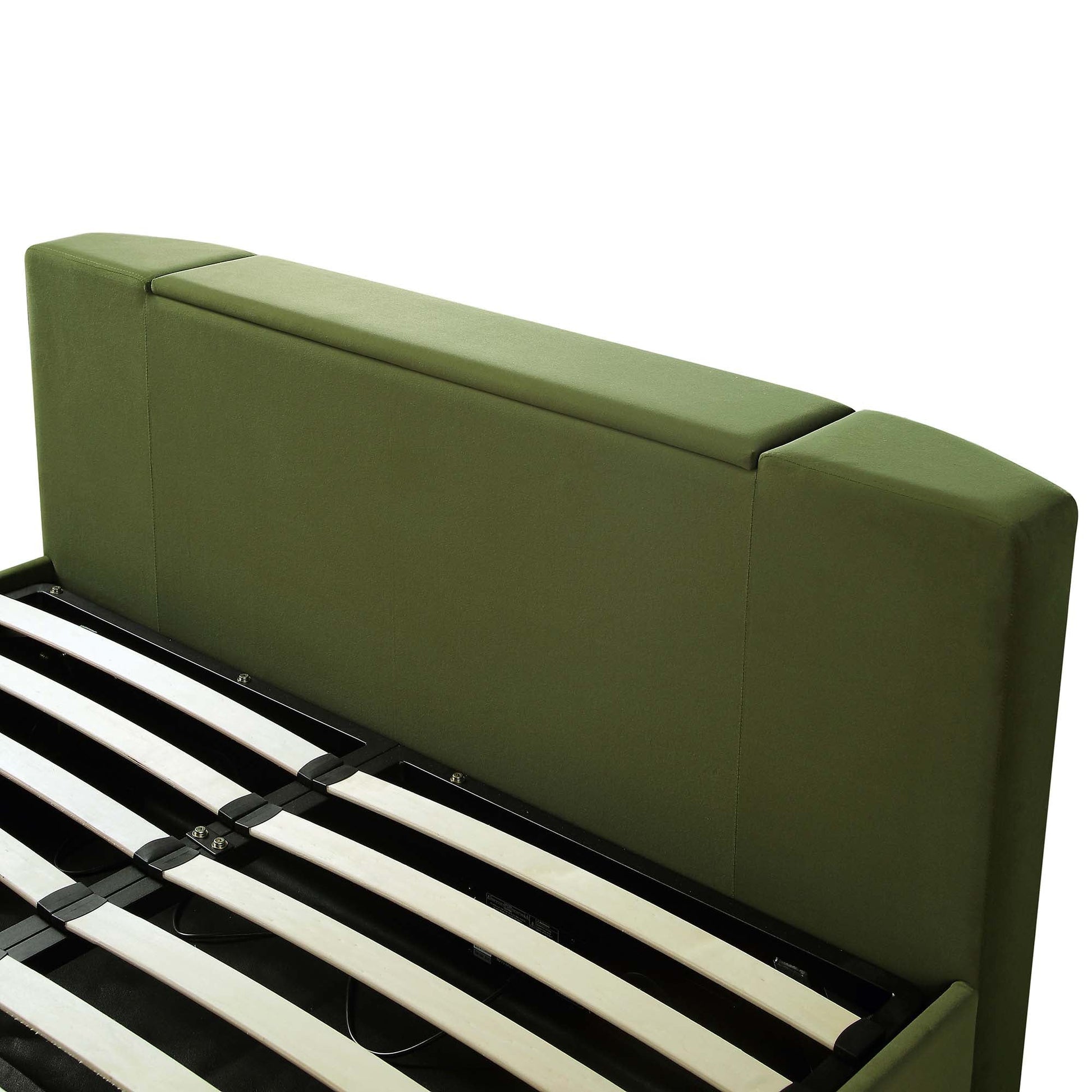 Wilton Moss Green Velvet TV Bed with Ottoman Storage