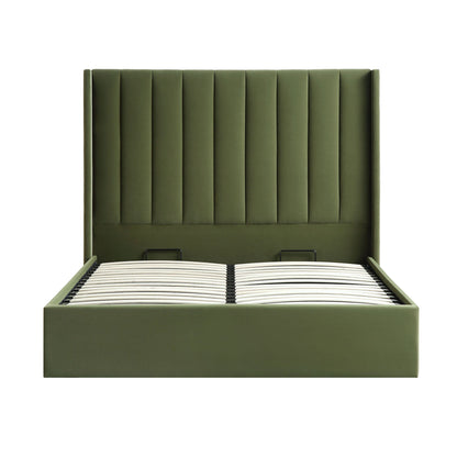 Wilton Moss Green Velvet Ottoman Bed with Storage