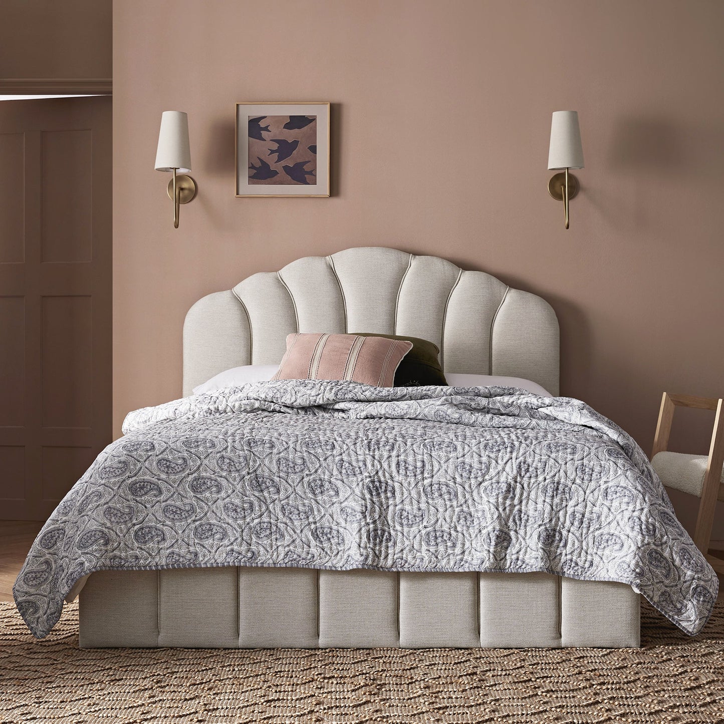 Hana Ottoman Bed with Storage, Ivory Weave Fabric