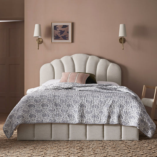 Hana Ottoman Bed with Storage, Ivory Weave Fabric