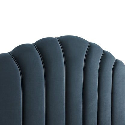 Hana Ottoman Bed with Storage, Aegean Blue Velvet