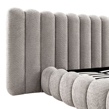 Sebastian Grand Bed with Storage, Stone Teddy Bouclé