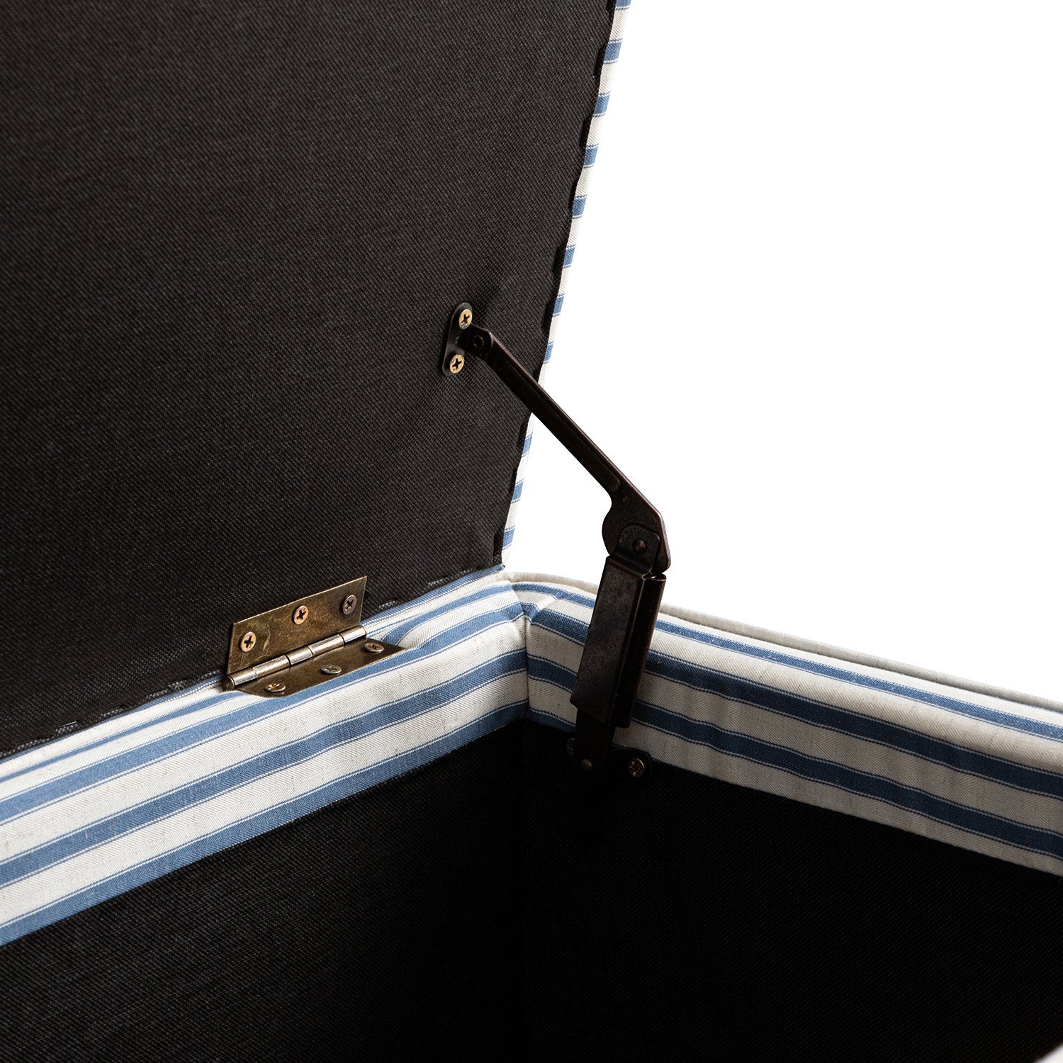 Egerton Box-Pleat Storage Bench, Blue Striped Linen