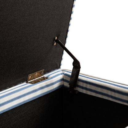 Egerton Box-Pleat Storage Bench, Blue Striped Linen