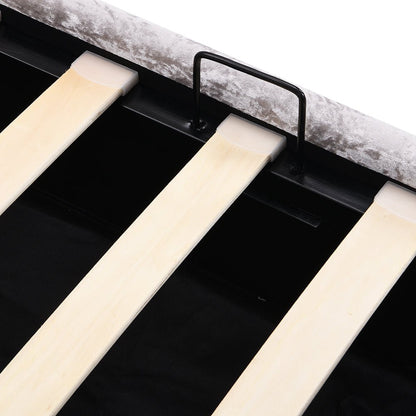 Hayden Crushed Velvet Side Lift Storage Ottoman Bed Upholstered Bed Frame Silver