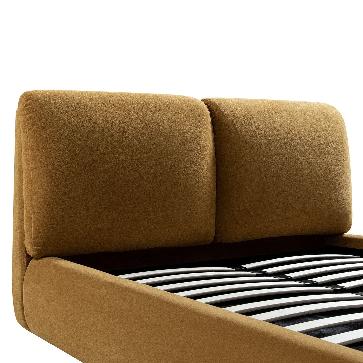 Thera Pillow Headboard Upholstered Bed, Burnt Ochre Chenille