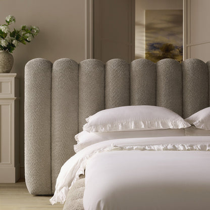 Sebastian Grand Bed with Storage, Stone Teddy Bouclé