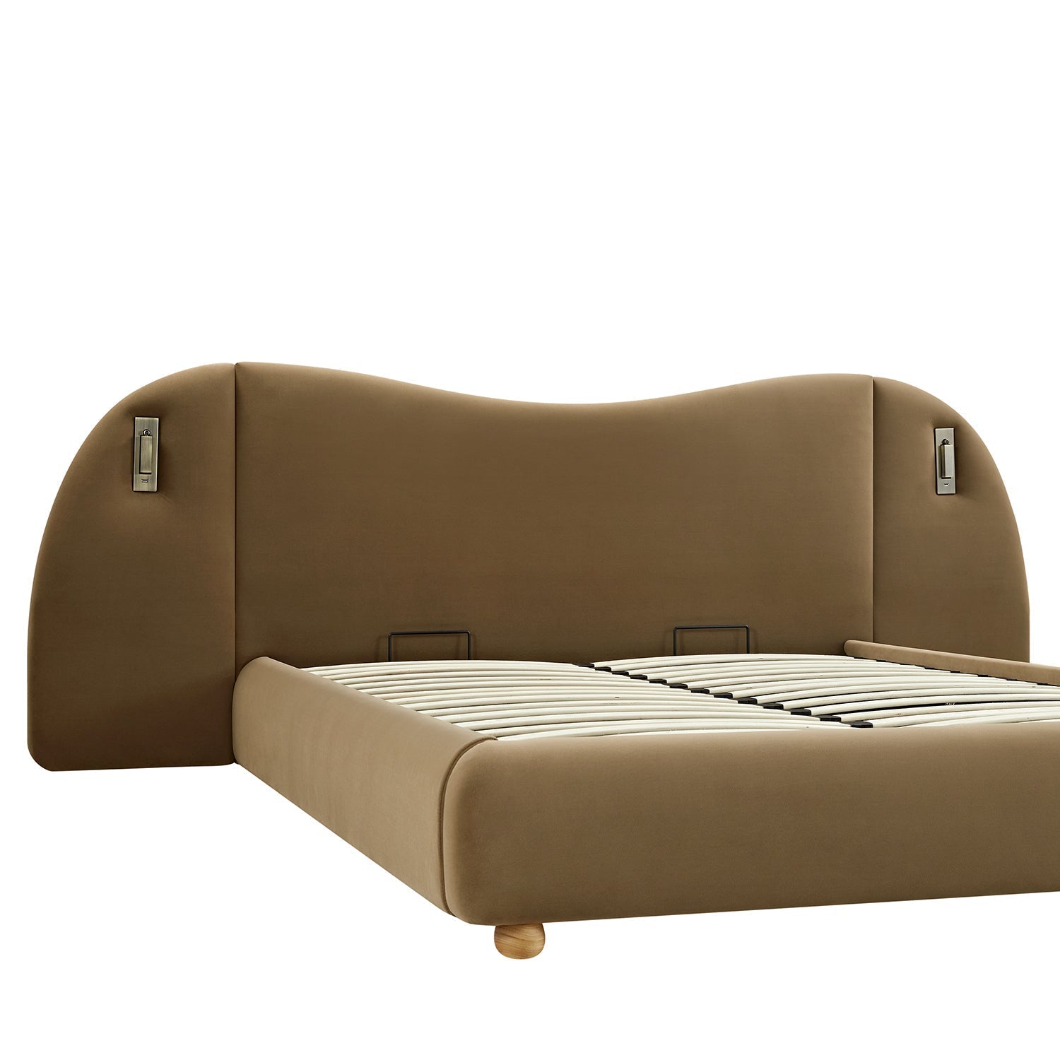 Egerie Extended Headboard Ottoman Bed with Storage, Hazel Velvet