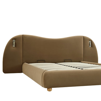 Egerie Extended Headboard Ottoman Bed with Storage, Hazel Velvet