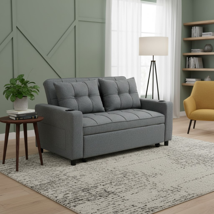 Aurelia 2-Seater Convertible Sofa Bed – Charcoal Grey