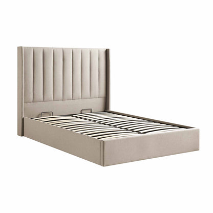 Wilton Warm Stone Fabric Ottoman Bed with Storage