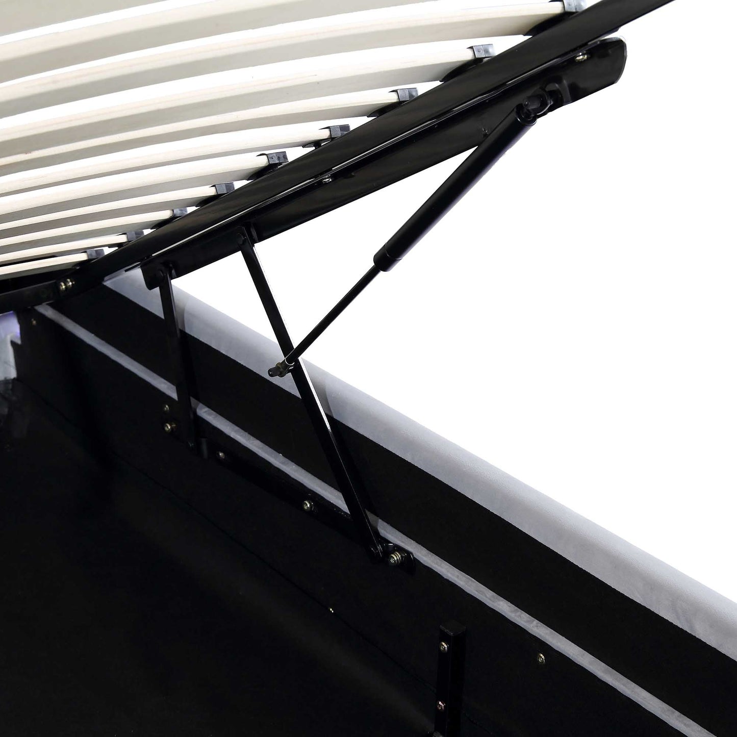 Buxton End Opening Ottoman Bed with Storage Frame with Multi-colour LED Light Strip (Light Grey Velvet)