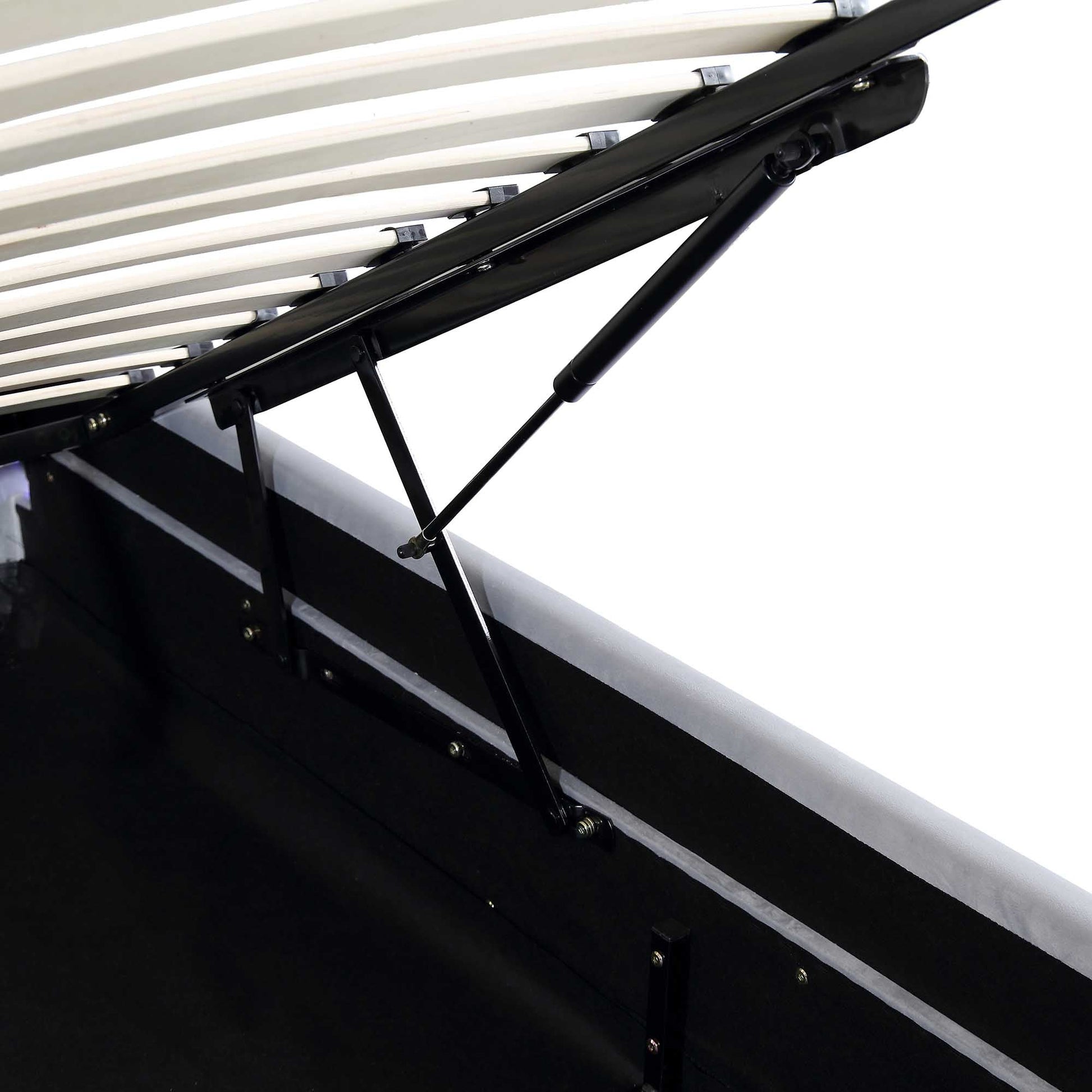 Buxton End Opening Ottoman Bed with Storage Frame with Multi-colour LED Light Strip (Light Grey Velvet)