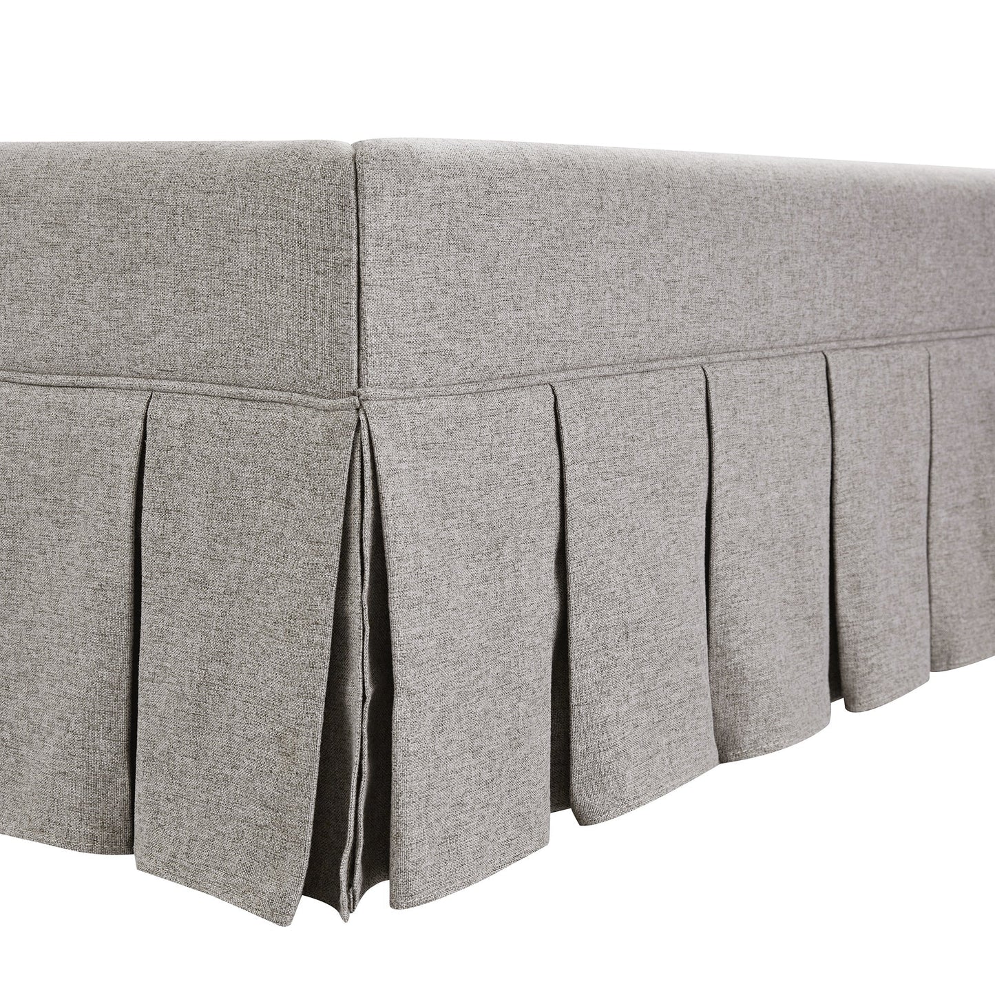 Egerton Box-Pleat Ottoman Bed with Storage, Stone Brushed Fabric