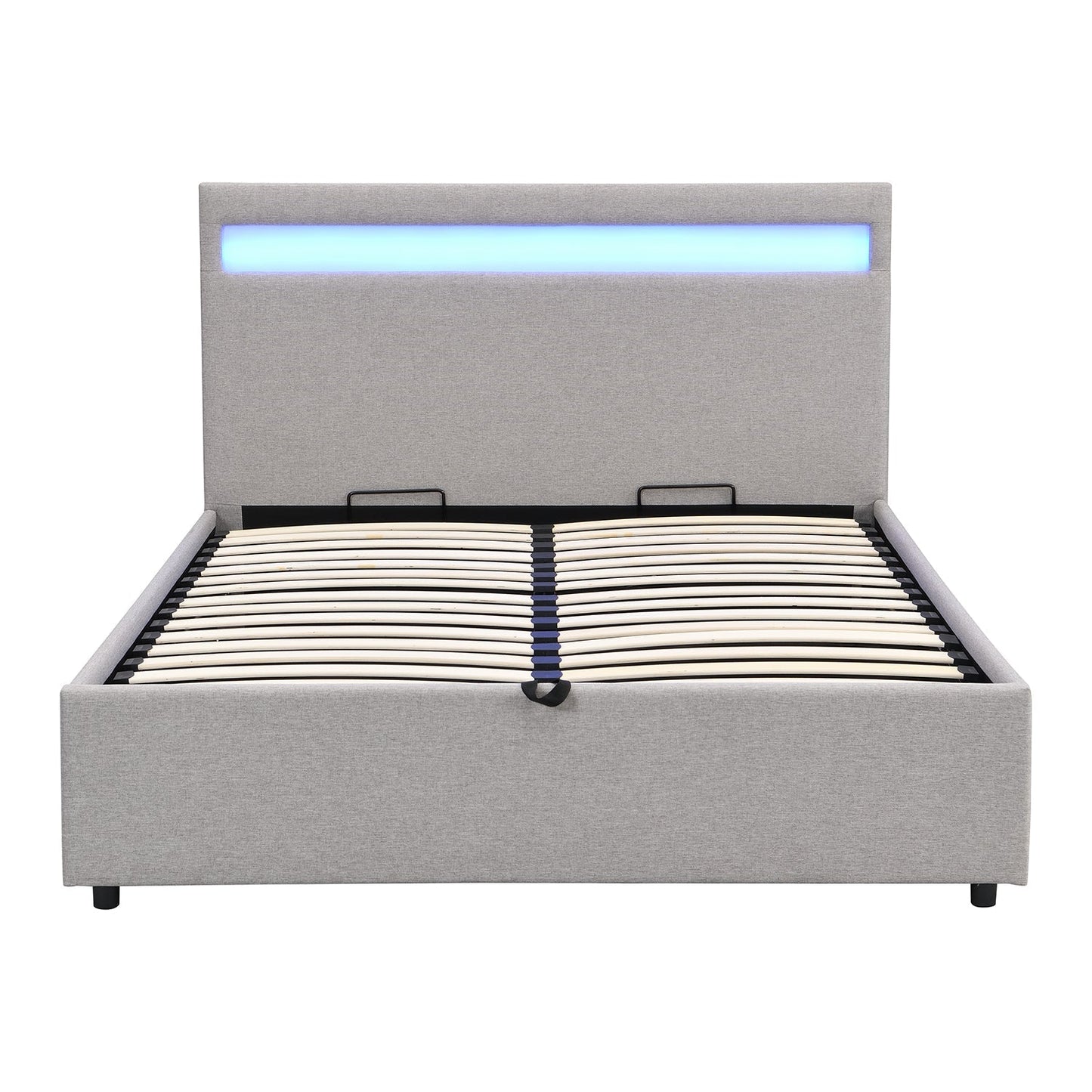 Pimlico End Opening Ottoman Bed with Storage Frame with Multi-colour LED Headboard (Grey Fabric)