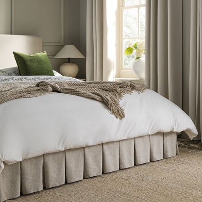 Egerton Box-Pleat Ottoman Bed with Storage, Oatmeal Brushed Fabric