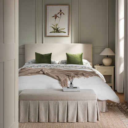 Egerton Box-Pleat Ottoman Bed with Storage, Oatmeal Brushed Fabric