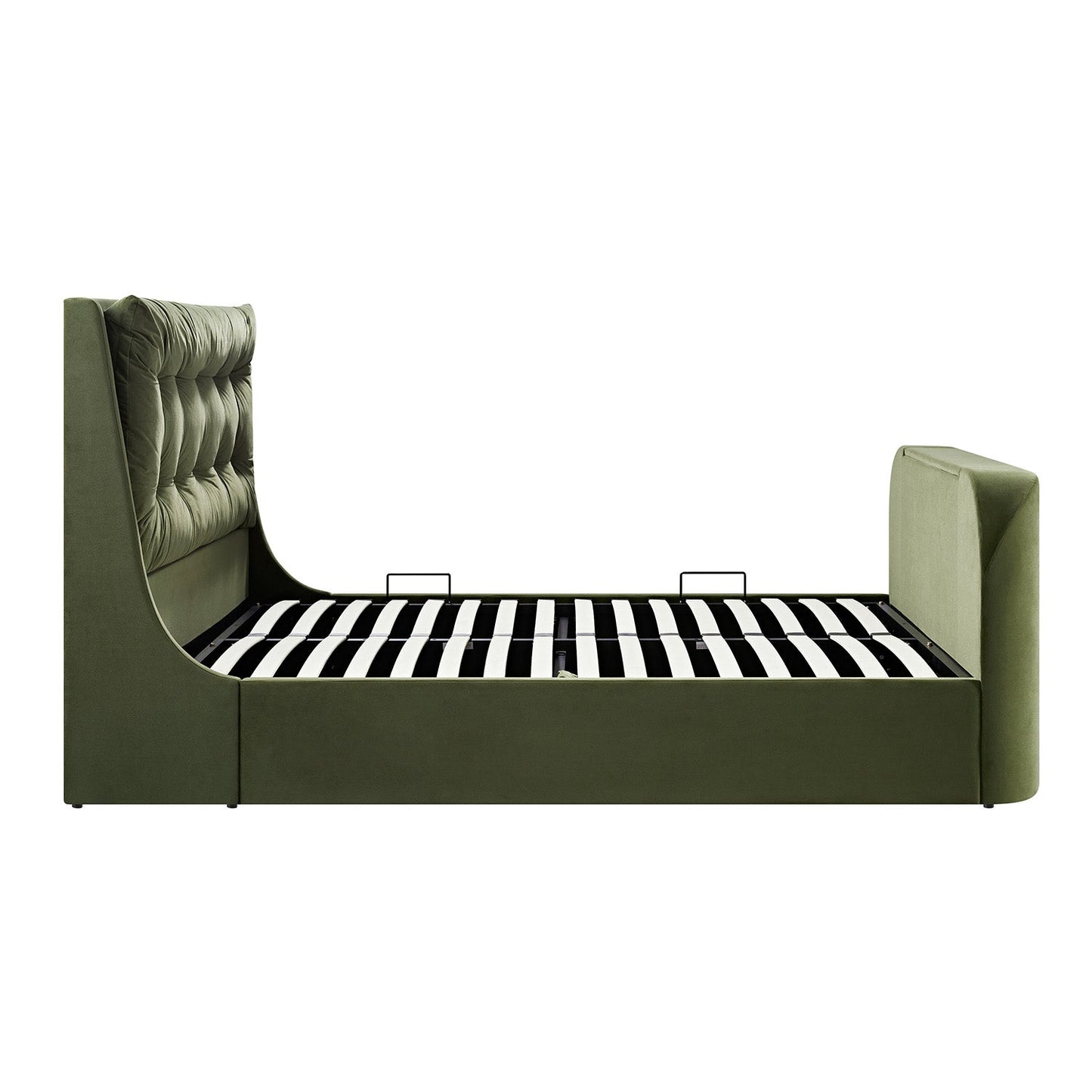 Hadley Moss Green Velvet TV Bed with Ottoman Storage
